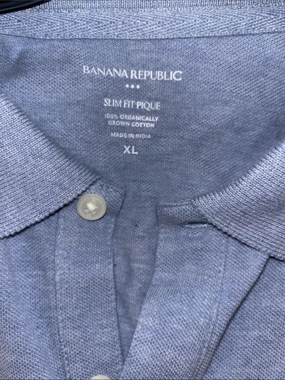 New BR Banana Republic Light UNC Blue Organic Slim Fit Pique Golf Polo shirt XL